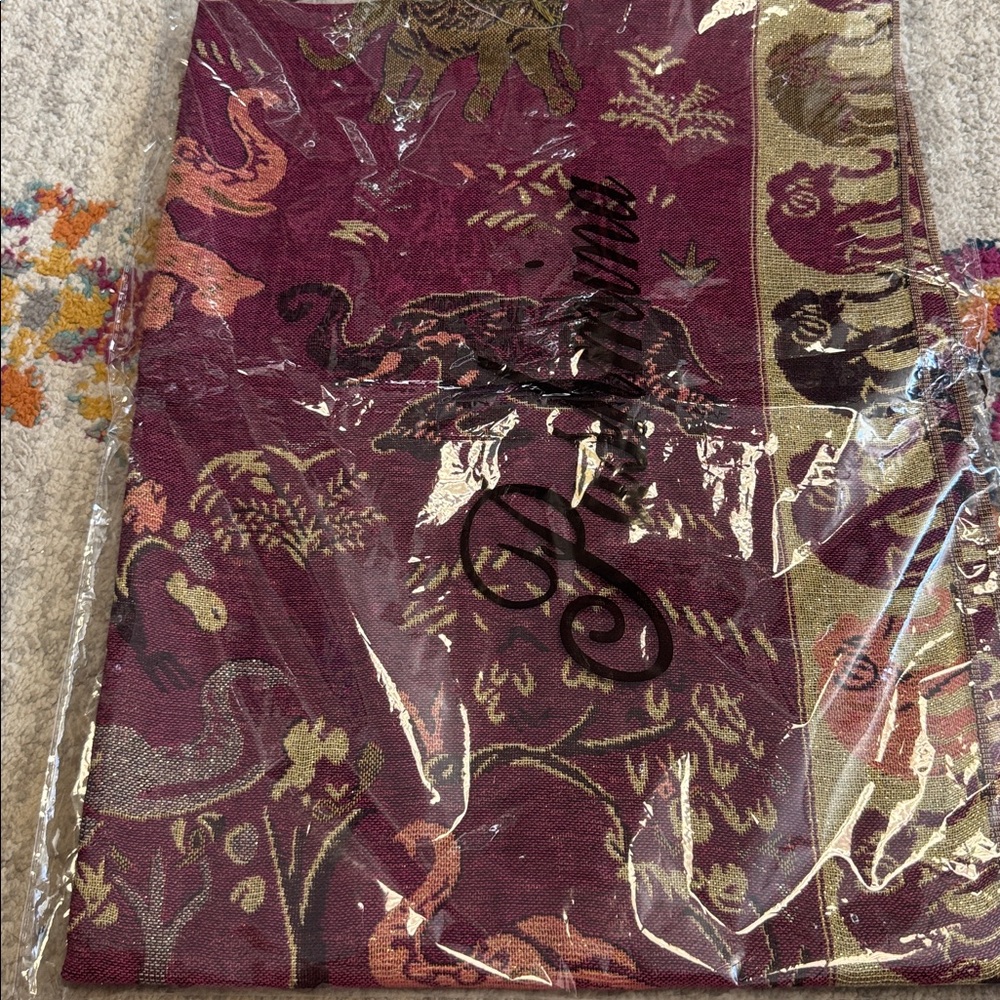 Pink and GoldPatterned Scarf with Fringe - Picture 5 of 5